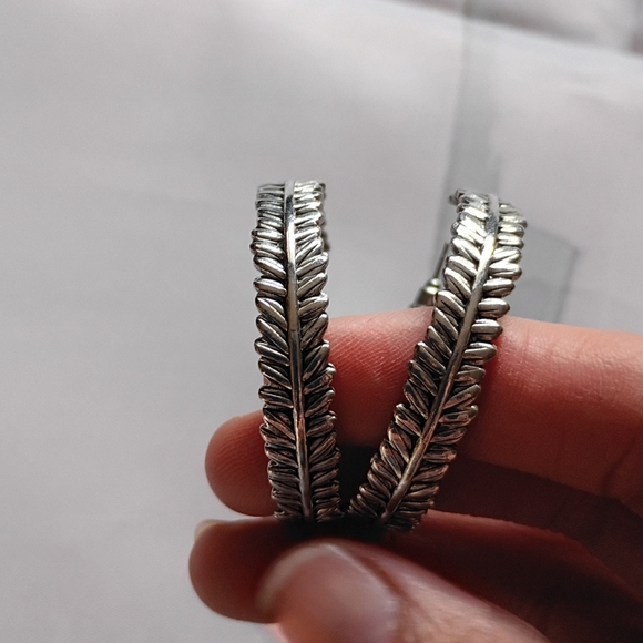 Elegant Silver Hoop and Dangle Earrings Set - Picture 6 of 10